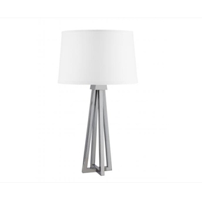 Lámpara de Mesa de Estilo Antiguo en Latón Cepillado con Pantalla de Lino de Color Blanco para Proyectos de Decoración de Hoteles y Hogares - Product Image 2