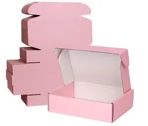 중소 기업 골판지 우편함 핑크 매트 라미네이션 UV 코팅 판지 폴더 포장을위한 재활용 재료