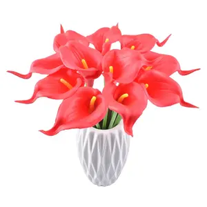 ดอกไม้ Calla ลิลลี่ประดิษฐ์สำหรับช่อดอกไม้งานแต่งงานของเจ้าสาวตกแต่งบ้าน