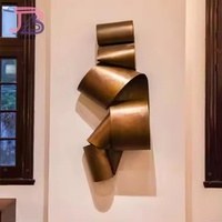 Sculpture murale personnalisée en laiton et acier inoxydable, ornements muraux abstraits en bronze de grande taille pour la décoration de fond d'hôtel