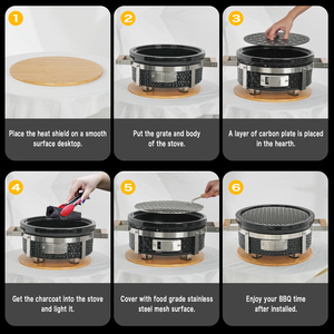 Barbecue portable au charbon <span class=keywords><strong>de</strong></span> bois Auplex, gril rond en fonte, barbecue <span class=keywords><strong>de</strong></span> <span class=keywords><strong>table</strong></span> <span class=keywords><strong>japonais</strong></span> Yakitori, poêle Hibachi, barbecue <span class=keywords><strong>de</strong></span> bureau pour le camping - Product Image 6