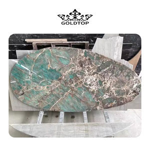 GOLDTOP OEM/ODM Granito Losa de piedra <span class=keywords><strong>natural</strong></span> Encimeras Cocina Granat verde Lujo Brasil Amazonita Losa verde y tapas de mesa - Product Image 2