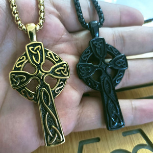 Men's Stainless Steel <b>Cross</b> Pendant Necklace Geometric Hollow Design Punk Retro Style - Product Image 4