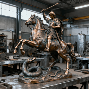 مدينة JZ تمثال مخصص للمعلم الدينية في الهواء الطلق النحاس الكلدان البرونزية سانت جورج تمثال - Product Image 4