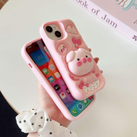 Nouvelle Coque de Protection en Silicone 3D Mignonne Motif Cochon pour Téléphones Mobiles 13 14 15 16 17 Pro Max