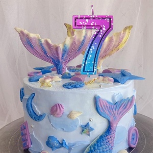 2,76 pulgadas oro rosa verde Feliz <span class=keywords><strong>cumpleaños</strong></span> pastel número velas pastel congelado decoración para fiesta celebración - Product Image 2