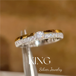 King Silver Jewelry S925 Sterling Silver Gold Plated Women's <b>Ring</b> Pave Setting Daily Wear Fashion <b>Ring</b> - Product Image 1