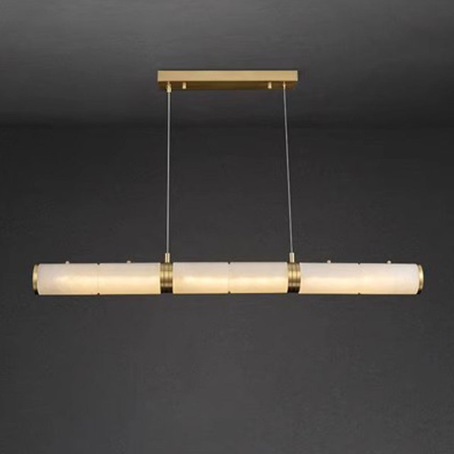 VHFactory Simple Linear Marble All Copper LED Chandelier Adjustable Height for Table Kitchen Island Office-Direct Manufacturer