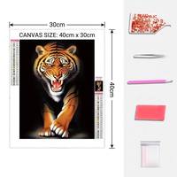 Kit de broderie mosaïque 5D en résine pour toile, peinture diamant complète, série animale tigre colorée, pour décoration murale de la maison