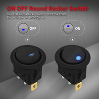 Interrupteur à bascule lumineux rond 12V 20A ON/OFF, commande 3 broches SPST, mini bouton LED circulaire, interrupteur à bascule pour voiture