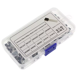 200pcs <span class=keywords><strong>Transistor</strong></span> Kit bc327 <span class=keywords><strong>bc337</strong></span> 2n2222 2n2907 2n3904 2n3906 s8050 s8550 A1015 C1815 PNP/NPN 10 giá trị đến-92 <span class=keywords><strong>Transistor</strong></span> Set - Product Image 1