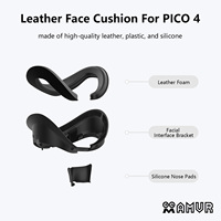 Couverture faciale magnétique noire 3-en-1 AMVR pour Pico 4/Pico 4 Ultra, coussin facial en cuir respirant résistant, accessoires de jeu de remplacement