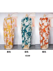 K0085 2023 africano talla grande estampado gasa hasta el suelo vestido musulmán moda mujer túnica Abaya ropa islámica Vestidos Mujer - Product Image 6