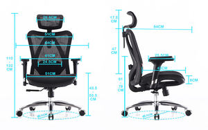 <span class=keywords><strong>Sihoo</strong></span> M57 Chaise de travail noire et grise Accoudoirs en PU 3D Siège de bureau Mobilier de bureau Chaises de bureau ergonomiques - Product Image 6