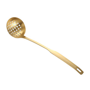 304 Stainless Steel Soup Ladle Set Gold And Silver Strainer Spoon For Hot Pot Kitchen Use - Product Image 4