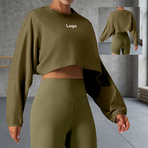 Camisetas Deportivas Cortas para Mujer, Ajuste Holgado, Transpirables, Cuello Redondo, para Ejercicio al Aire Libre, Gimnasio, Yoga, Running, Manga Larga - Product Image 3