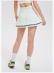 Venta al por mayor Fitness Running Faldas Mujer Falda plisada de tenis Blanco de cintura alta Golf Deportes Mini falda con bolsillos - Product Image 2