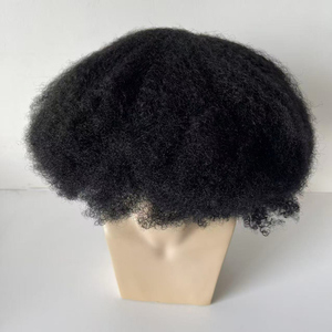 Perruque Afro Wave 12x14 pouces 4mm, Système capillaire complet en dentelle <span class=keywords><strong>pour</strong></span> hommes noirs, <span class=keywords><strong>Cheveux</strong></span> humains indiens véritables - Product Image 3