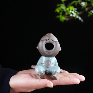 Creative Peeing Child Tea Pet <b>Ceramic</b> Figurine Manneken Pis Tea Tray <b>Ornament</b> Home Decor Living Room Feng Shui Style - Product Image 4