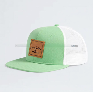 Casquette trucker en maille orange avec patch en cuir sur le panneau avant, fermeture arrière réglable, chapeau décontracté unisexe, design 6 panneaux - Product Image 4