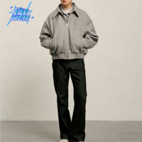 Haute qualité personnalisé printemps automne Vintage décontracté Logo revers fermeture éclair Baseball col vêtements de travail Bomber veste hommes Sport veste