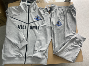 Logotipo personalizado Esporte Desgaste Poliéster Tech Fleece Full Zip Tricô Hoodie Jogger Two Piece Jogging Tricô Set Homens Suor Ternos - Product Image 5