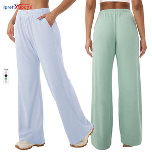 Pantalones Deportivos Tipo Waffle <span class=keywords><strong>de</strong></span> la Mejor Calidad, Pantalones Holgados Casuales <span class=keywords><strong>de</strong></span> Pierna Ancha, Pantalones Deportivos <span class=keywords><strong>para</strong></span> <span class=keywords><strong>Entrenamiento</strong></span> Físico y Yoga <span class=keywords><strong>para</strong></span> Mujer - Product Image 1