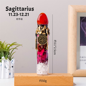 Bouteille à vœux en cristal du zodiaque, fleurs séchées, œuf de pierre, pot à vœux, quartz, 12 constellations, pour cadeau spirituel - Product Image 4