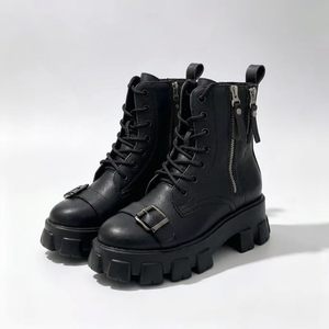 Botines de mujer de piel sintética con punta redonda, antideslizantes, impermeables, con suela de goma, para todas las estaciones, botas de nieve para mujer. - Product Image 6