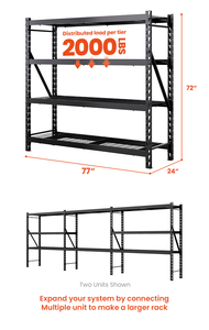Estantes de almacén de servicio pesado 77x24x72 pulgadas Estante de almacenamiento de exhibición Estante de acero Sistema de estantería industrial - Product Image 4
