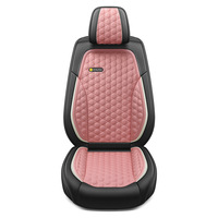 Housses de siège auto universelles LC en cuir PU pleine couverture pour 5 sièges, ensemble de coussins de siège auto toutes saisons avec motif souriant
