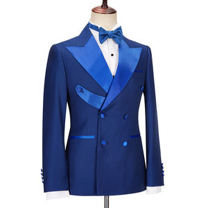 Trajes de Hombre Cenne Des Graoom <span class=keywords><strong>2022</strong></span>, Nuevo Modelo, Doble Botonadura, Solapa a Medida, Azul Rey, 2 Piezas, Blazers y Pantalones, para Novio, Boda, Fiesta - Product Image 4