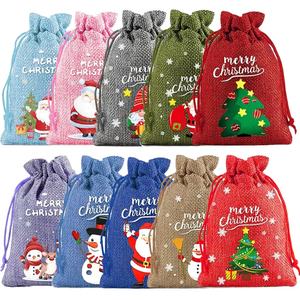 Bolsas de Algodón Reciclables de Lujo para Navidad con Cordón, Forro de Satén, Impresión Serigráfica, Impresión por Transferencia de Agua, Personalizadas al por Mayor para Regalos - Product Image 3