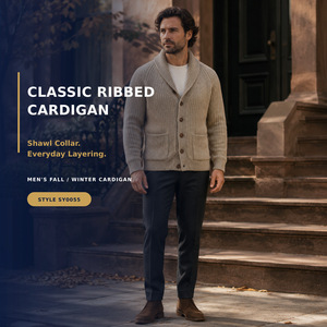 <span class=keywords><strong>Cardigan</strong></span> da <span class=keywords><strong>Uomo</strong></span> in Maglia Spessa a Coste con Collo a Scialle e Bottoni, <span class=keywords><strong>Giacca</strong></span> in Poliestere con Tasche per Abbigliamento Casual Autunno Inverno - Product Image 2