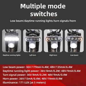 New Leo Núi Xe Đạp Điện Xe Đạp Tay Cầm Tích Hợp Phụ Kiện Phía Trước Phía Sau Đèn Pha Đèn Led Ánh Sáng Thiết Lập Cho Xe Đạp - Product Image 3