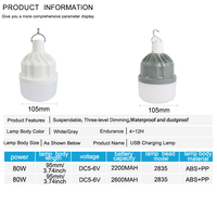 Ampoule LED DC 6V rétractable à charge d'urgence, lumière du jour 6000K, intensité variable pour panne de courant, basse tension, camping extérieur, nuit