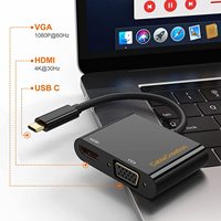 Adaptador CableCreation USB C a HDMI VGA 4K 30Hz USB 3.1, Divisor de Monitor Dual, Plug and Play, Sin Controlador, Venta al Por Mayor