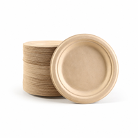 Plateau rond personnalisable en pulpe de canne à sucre, écologique et biodégradable, en bagasse, pour fêtes, 100 % compostable