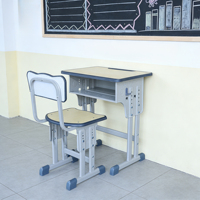 Ensemble de mobilier scolaire moderne Liserve pour salle de classe, en bois, avec bureaux réglables durables et chaises à 1 tiroir pour les élèves du collège