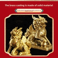 Paire d'ornements Kylin en cuivre, nouveau style chinois, motif dragon, artisanat en fonte attirant la richesse, décoration pour la maison et le bureau