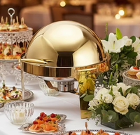 Ensemble de réchauds de buffet en métal doré de luxe, écologique et portable, pour garder les aliments au chaud, idéal pour la restauration et les événements commerciaux