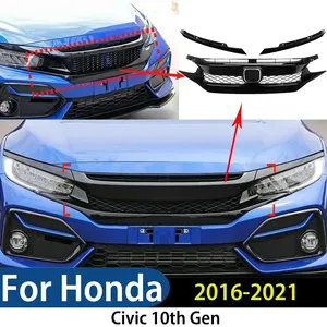 <b>For</b> 10th Gen 2016 2017 2018 2019 2020 2021 Car Front Bumper Racing <b>Grille</b> Upper Hood <b>Mesh</b> Body Kit Exterior - Product Image 1