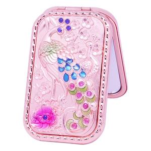 化粧ミラー折りたたみ式ピーコック両面化粧ミラー長方形形状ローズポータブルタッチアップ - Product Image 2