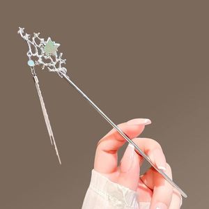 Palillos para el cabello de aleación con borlas, piedra lunar y estrella, estilo dulce y retro, elegantes, para uso diario, 18 cm, Maxfree, para mujeres chinas - Product Image 5
