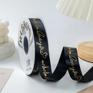 Luxury Satin Ribbon Roll 1 Inch 1.5 Inch 100 Yards Thermal <strong>Print</strong> Ribbon <strong>Pre</strong> Cut pink Bookmark Wedding Christmas Decor Durable - Product Image 2