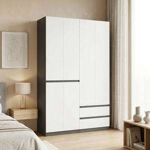 Multi-Door <b>Wardrobe</b> Closet with Drawers Minimalist Bedroom Clothes Organizer Cabinet for Small Space Factory Custom Armario de - Product Image 1