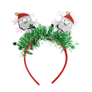 Christmas santa star Headband Xmas Party Girls Women Santa Claus star Glitter Hairbands with Tassel