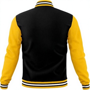 Blouson Bomber Unisexe en Denim Noir et Jaune Écologique Vintage avec Manches Contrastantes, Col Rabattu et Fermeture Boutonnée Simple - Product Image 3