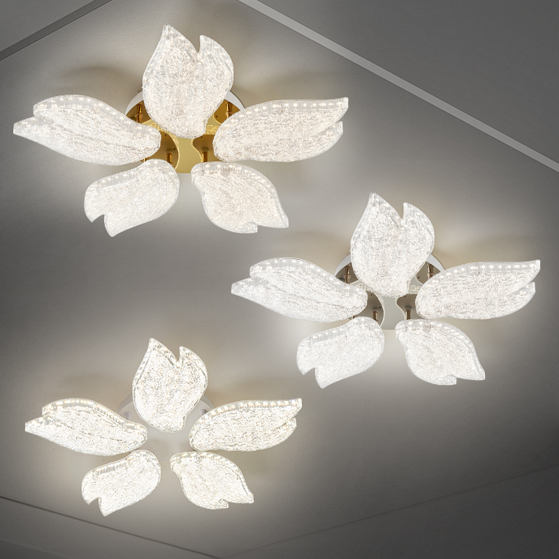 Modern Design LED Flower Shape Iron Base AC Powered High Brightness Romantic Bedroom Ceiling Lamp