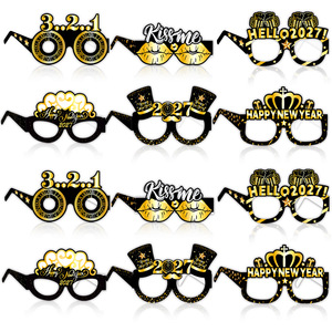 Gafas de Papel DIY para Celebración de Año Nuevo 2027, Diseño Negro y Dorado, para Fiestas y Manualidades - Product Image 2